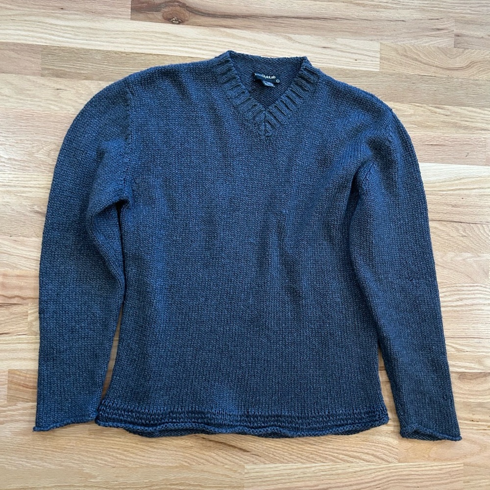 Diesel style lab mohair wool‎ size large Dark Gray V-Neck Sweater men’s